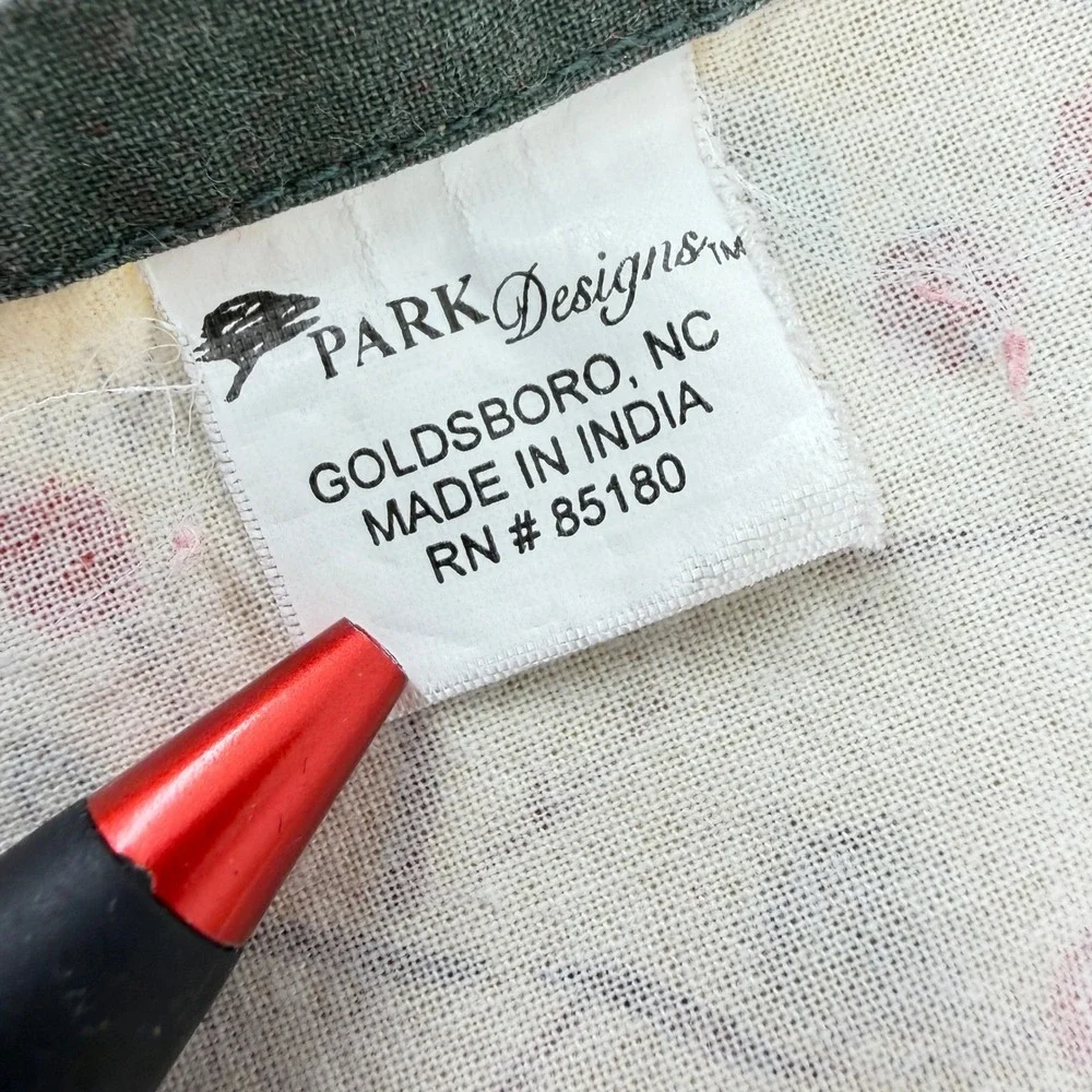 Park Designs Pat Fischer Bittersweet Berry Cotton Napkins Set of 5 Cream Green